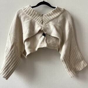 Love Stitch Extreme Crop Top Knit Hoodie Sweater - Small